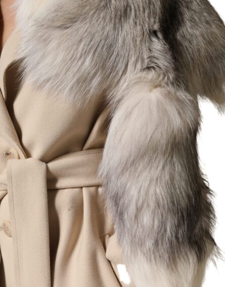 White Fox Fur Neck Wrap Warmer Winter Scarf - Image 5