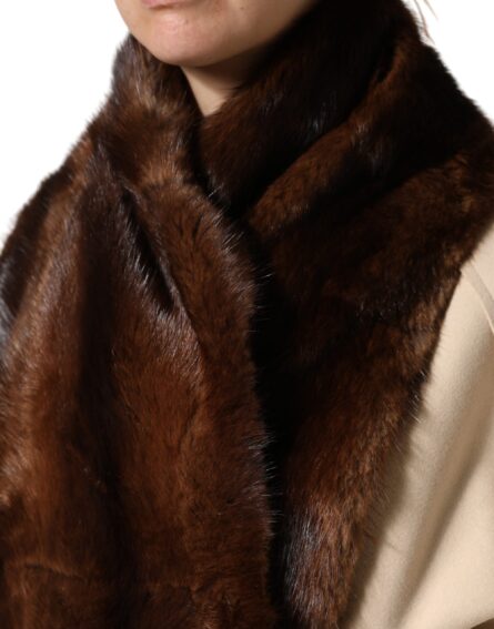Black Brown Stripe Fur Shawl Wrap Scarf - Image 6