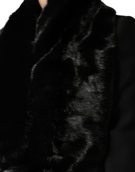 Black Fur Shawl Neck Wrap Cover Collar Scarf - Image 4
