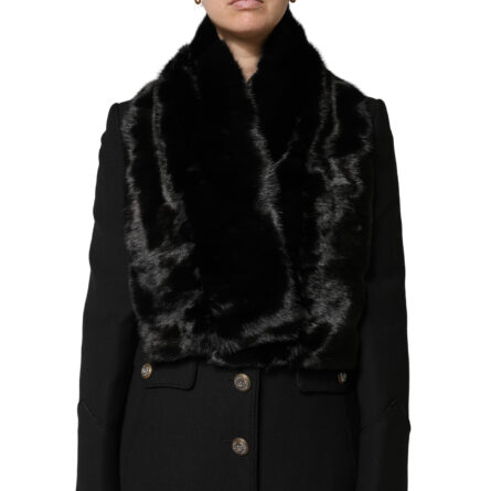 Black Fur Shawl Neck Wrap Cover Collar Scarf - Image 6