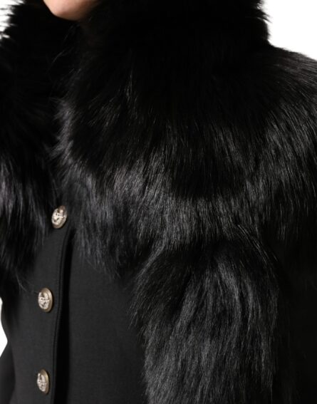 Black Fox Fur Neck Wrap Warmer Winter Scarf - Image 6