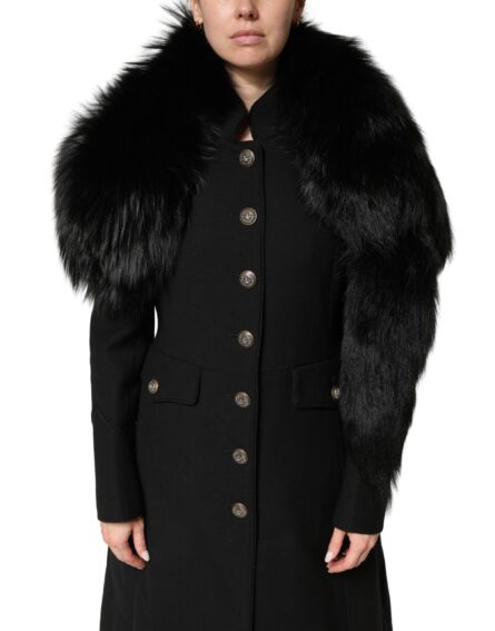 Black Fox Fur Neck Wrap Warmer Winter Scarf - Image 7