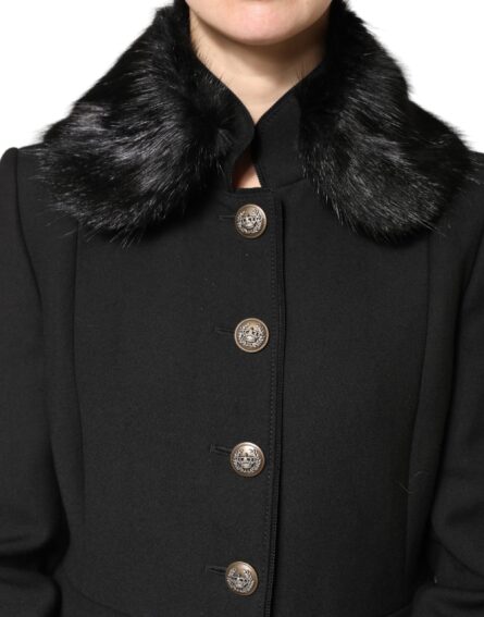 Black Fur Shawl Neck Wrap Cover Collar Scarf - Image 6