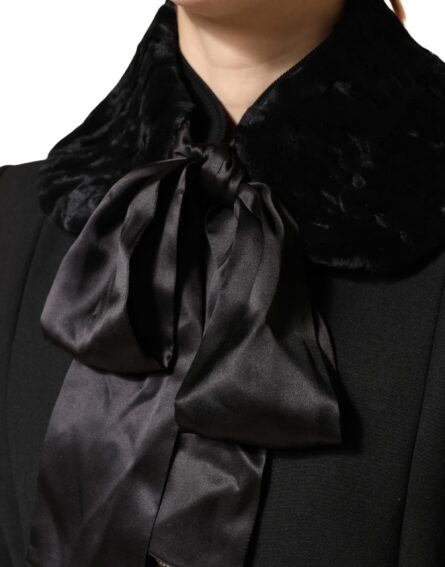 Black Lamb Fur Women Neck Warmer Winter Scarf - Image 6