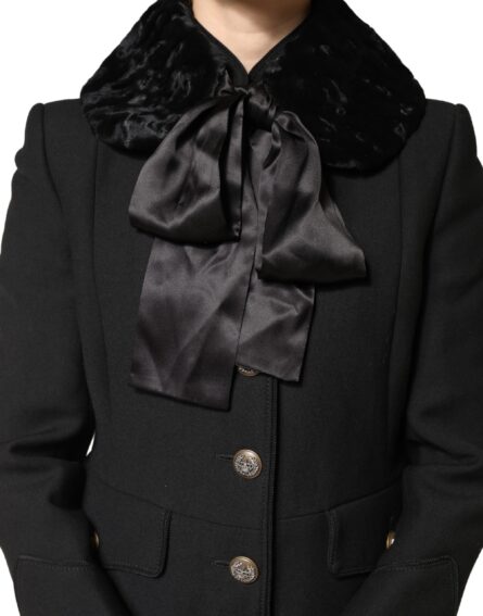 Black Lamb Fur Women Neck Warmer Winter Scarf - Image 8
