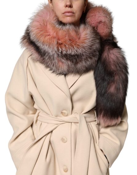 Pink Frost Fox Fur Neck Warmer Winter Scarf - Image 7