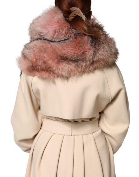 Pink Frost Fox Fur Neck Warmer Winter Scarf - Image 8