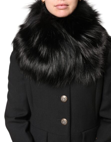 Black Fur Shoulder Collar Wrap Shawl Scarf - Image 7