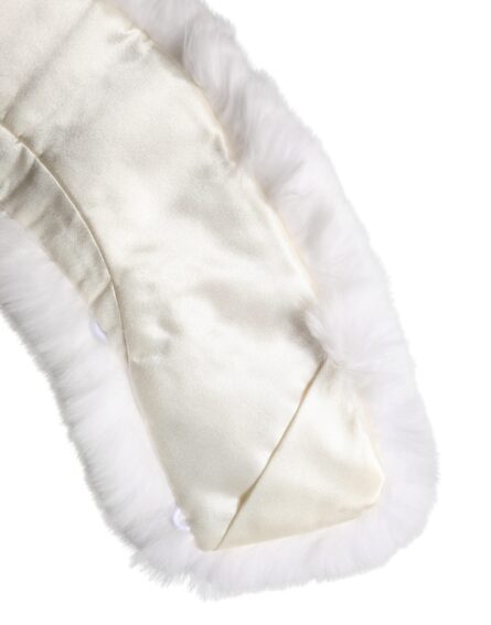 White Fur Shoulder Collar Wrap Shawl Scarf - Image 5