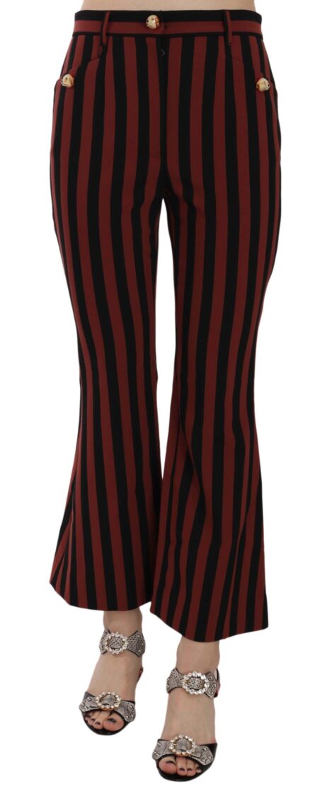 Black Amaranth Stripe Cropped Flared Pants - Image 4