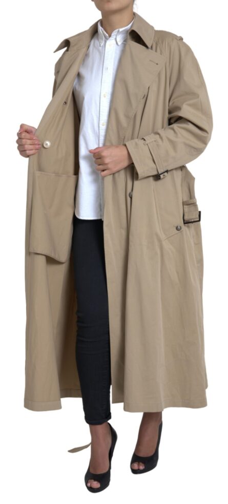 Khaki Double Breasted Trench Coat Jacket - Image 3