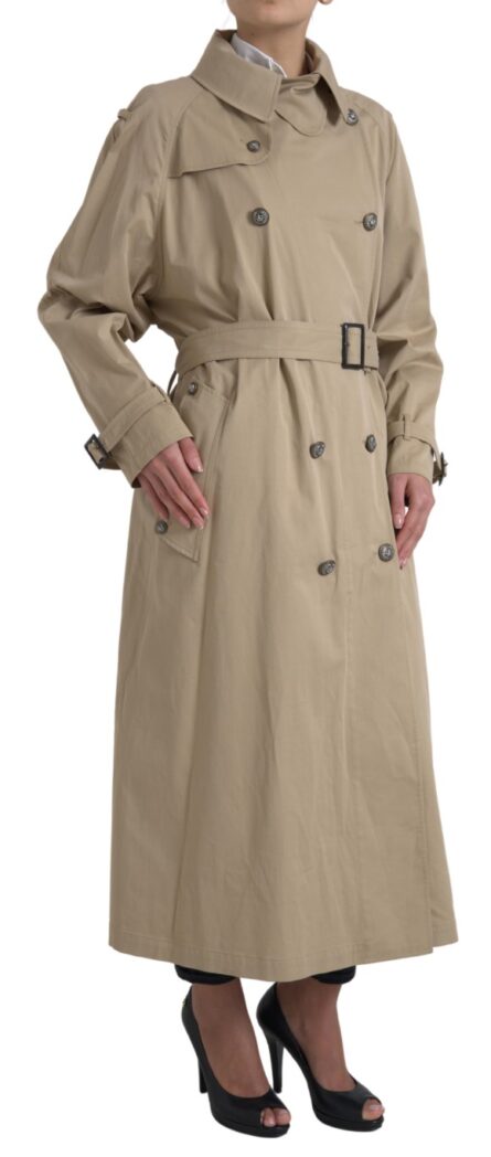 Khaki Double Breasted Trench Coat Jacket - Image 5