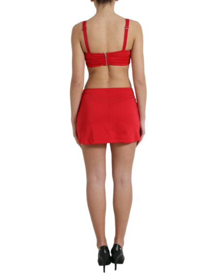 Red Cutout Nylon Sheath Sleeveless Mini Dress - Image 3