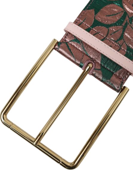 Multicolor Floral Jacquard Lurex Gold Buckle Belt - Image 5