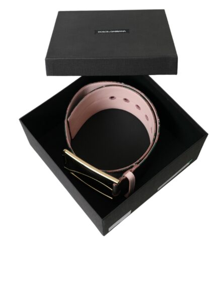 Multicolor Floral Jacquard Lurex Gold Buckle Belt - Image 6