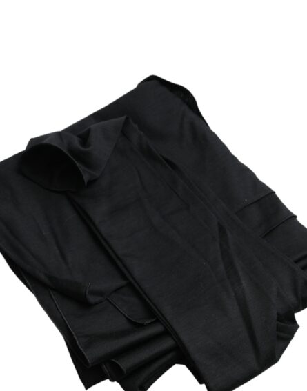 Black Wool Cutout Asymmetric Long Sleeve Top - Image 7