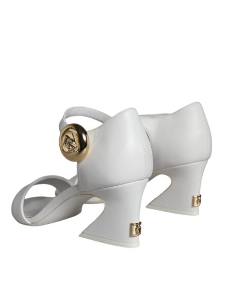 White Leather Heels Keira Sandals Shoes - Image 3