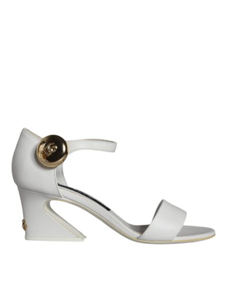 White Leather Heels Keira Sandals Shoes - Image 7
