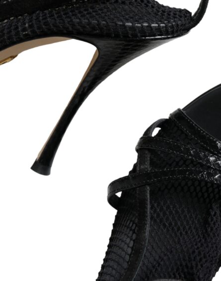 Black Mesh Stiletto Heels Sandals Shoes - Image 8