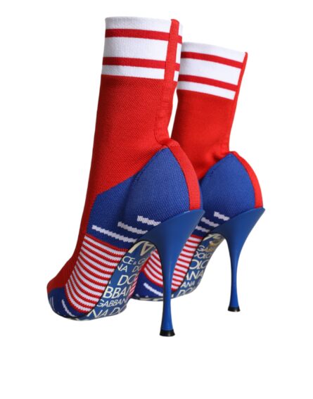 Red Blue Stretch Sock Style Ankle Boots Logo Shoes - Image 3