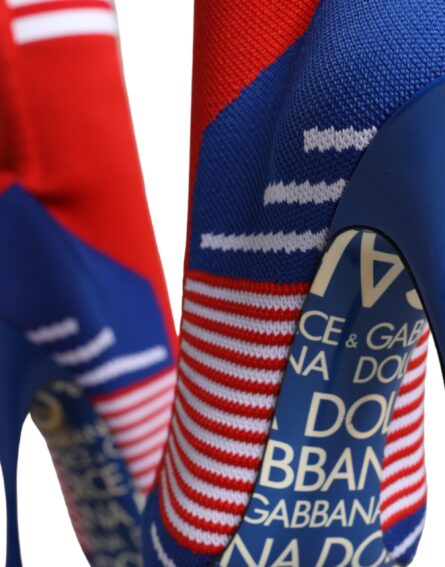 Red Blue Stretch Sock Style Ankle Boots Logo Shoes - Image 5