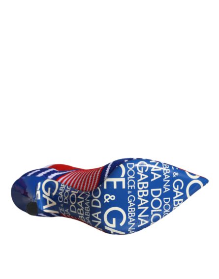 Red Blue Stretch Sock Style Ankle Boots Logo Shoes - Image 6