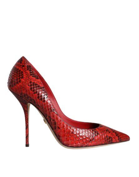 Red Leather Stiletto High Heels Pumps Shoes - Image 7