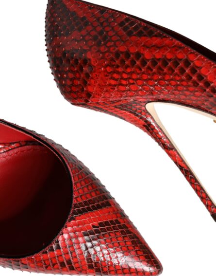 Red Leather Stiletto High Heels Pumps Shoes - Image 8