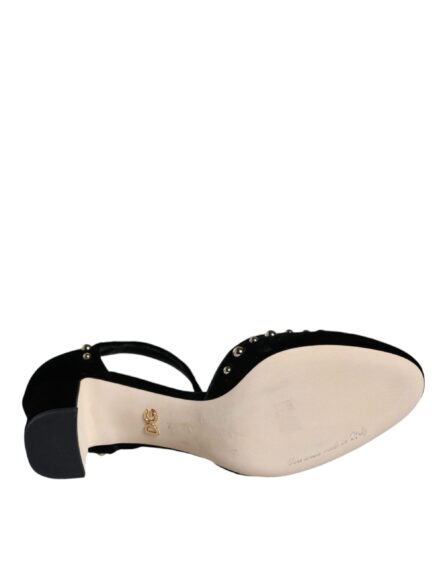 Black Velvet Roses Ankle Strap Pumps Shoes - Image 6