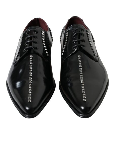 Black Leather Crystal Dress Formal Shoes - Image 3