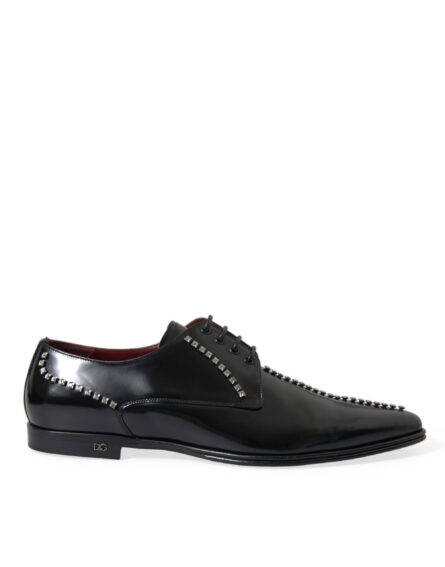 Black Leather Crystal Dress Formal Shoes - Image 8