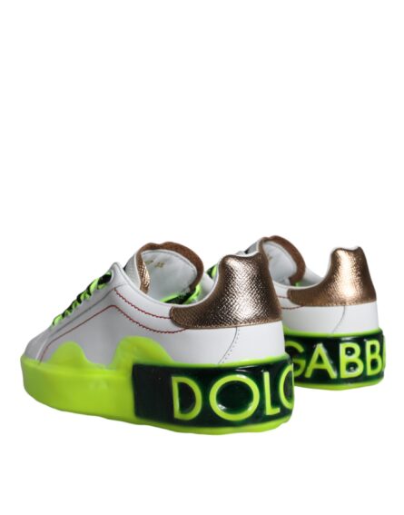 White Leather Portofino Low Top Sneakers Shoes - Image 3