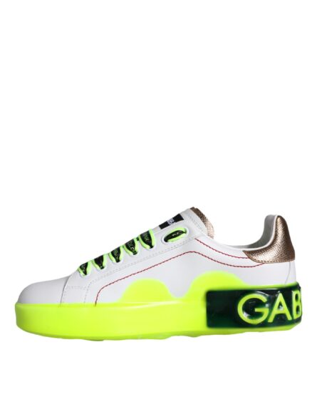 White Leather Portofino Low Top Sneakers Shoes - Image 6