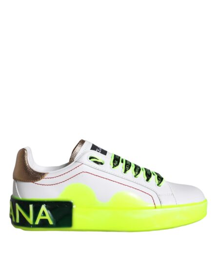 White Leather Portofino Low Top Sneakers Shoes - Image 8