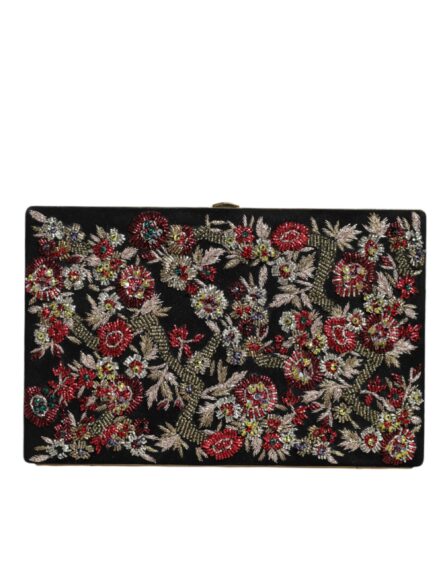 Multicolor Floral Gold Frame Clutch Evening Purse Bag - Image 3