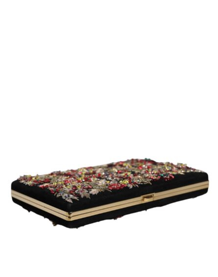 Multicolor Floral Gold Frame Clutch Evening Purse Bag - Image 4