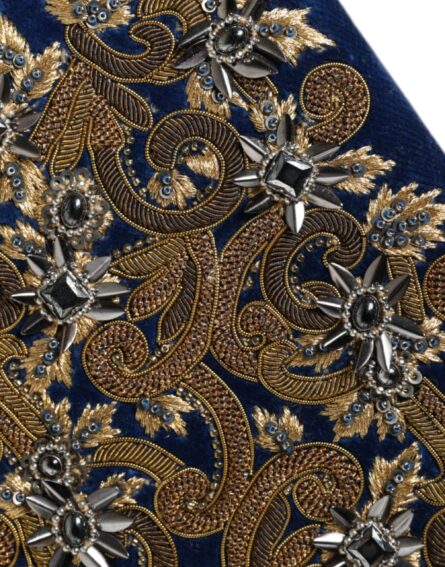Blue Velvet Gold Frame Clutch Evening Party Purse Bag - Image 6