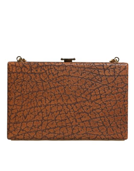 Brown Leather Gold Frame Clutch Mini Crossbody Bag - Image 7