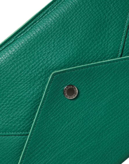 Green Leather Handbag Clutch Mini Purse Pouch Tablet Case - Image 5