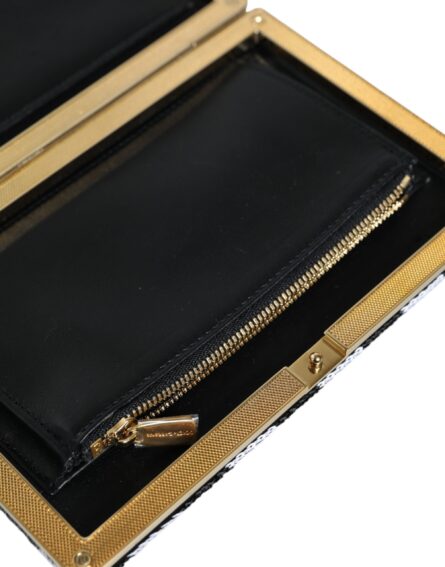 Black White Gold Frame Clutch Evening Party Purse Bag - Image 6