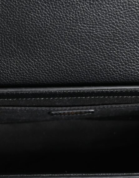 Black Grainy Calf Leather Logo Crossbody Shoulder Bag - Image 8