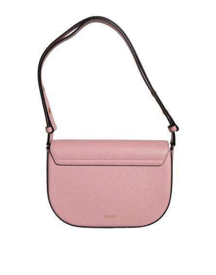 Pink Grainy Calf Leather Logo Crossbody Shoulder Bag - Image 4