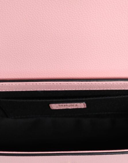 Pink Grainy Calf Leather Logo Crossbody Shoulder Bag - Image 6