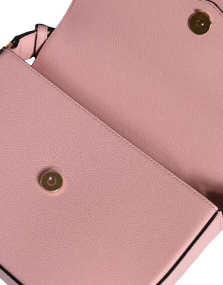 Pink Grainy Calf Leather Logo Crossbody Shoulder Bag - Image 7
