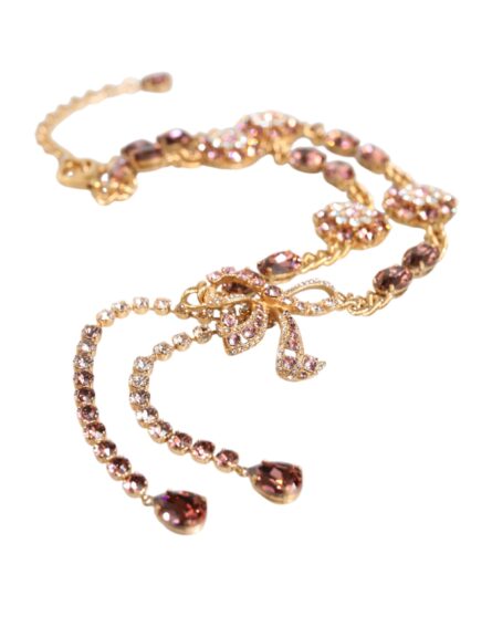 Gold Tone Brass Crystal Embellished Belt - Image 5