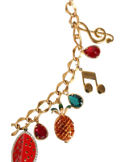 Gold Tone Brass Fruity Crystal Embellished Waist Chain Belt - Image 8