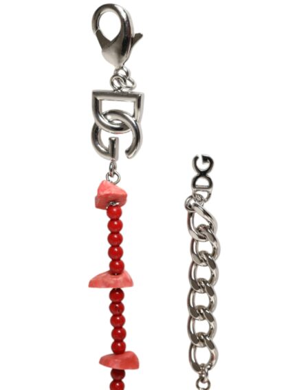 Silver Tone Brass Beaded Resin DG Logo Chain Bracelet - Image 4