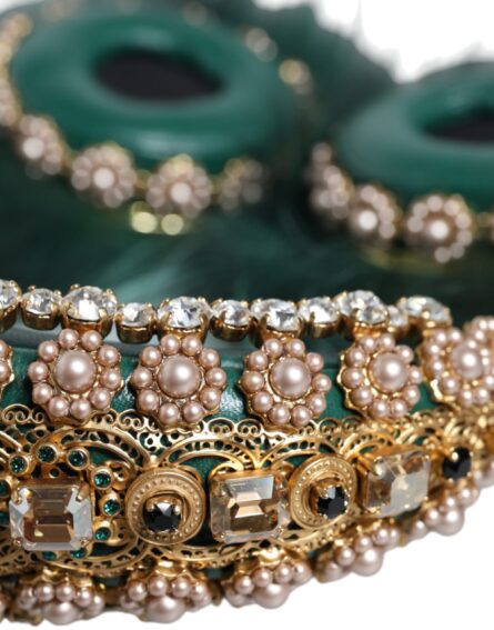 Green Gold Crystal Fur Headset Audio AUX Headphones - Image 7