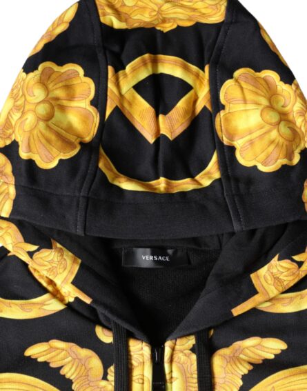 Black Medusa Print Cotton Full Zip HoodieSweatshirt Sweater - Image 3