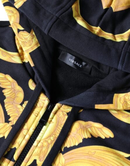 Black Medusa Print Cotton Full Zip HoodieSweatshirt Sweater - Image 4